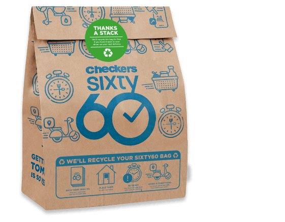 Checkers will recycle your Sixty60 grocery delivery bags. 